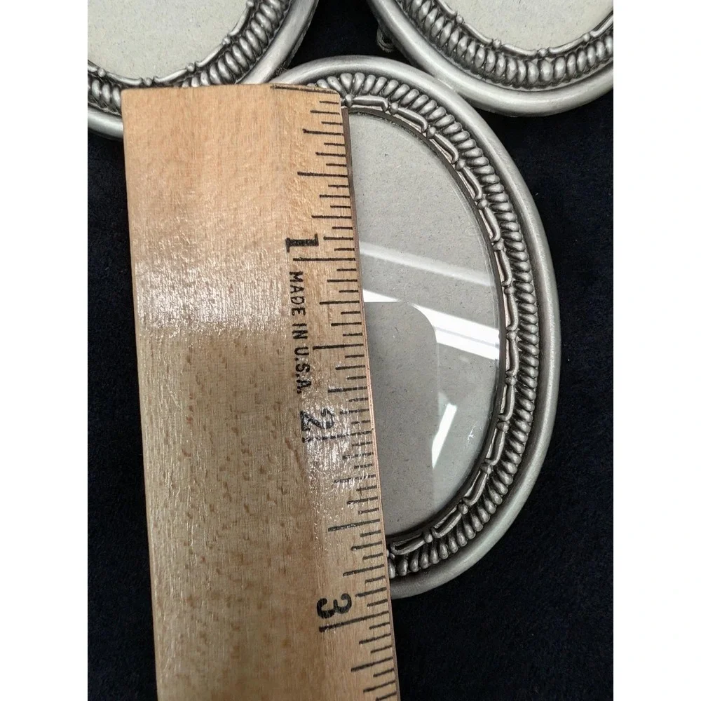 Vtg 6 Oval Burnes of Boston Pyramid Style Frame Pewter Tone 9.5